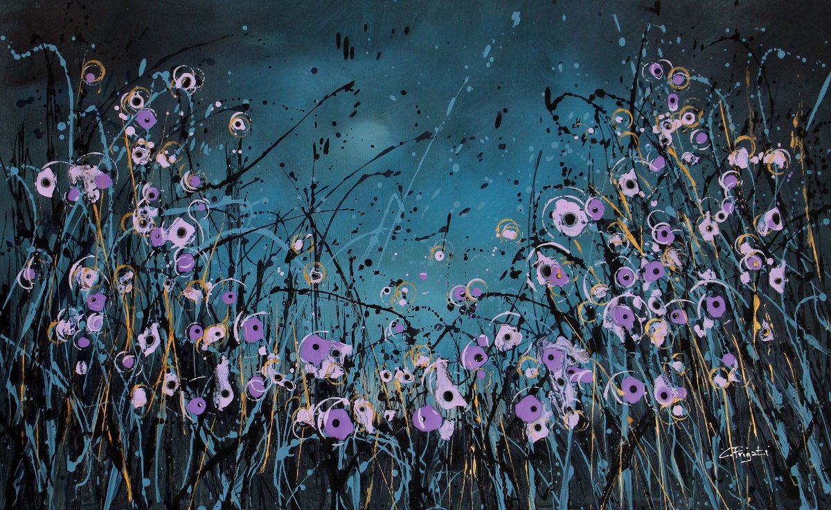 Notturno Regale #13 - Original abstract floral landscape by Cecilia Frigati