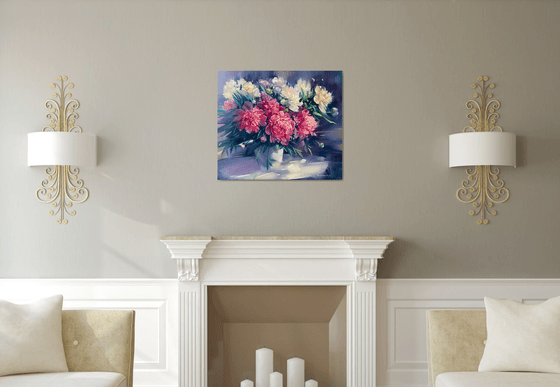Peonies in a White Vase