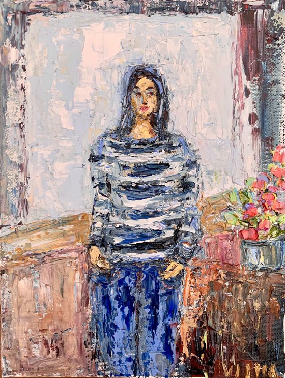 Girl in a striped shirt