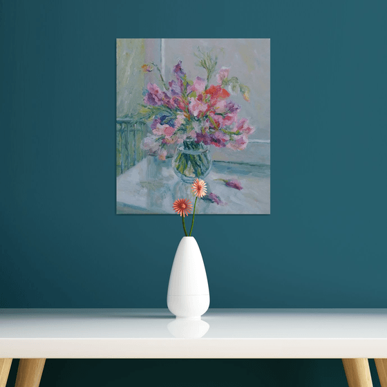 Sweet pea. Original oil painting 2021