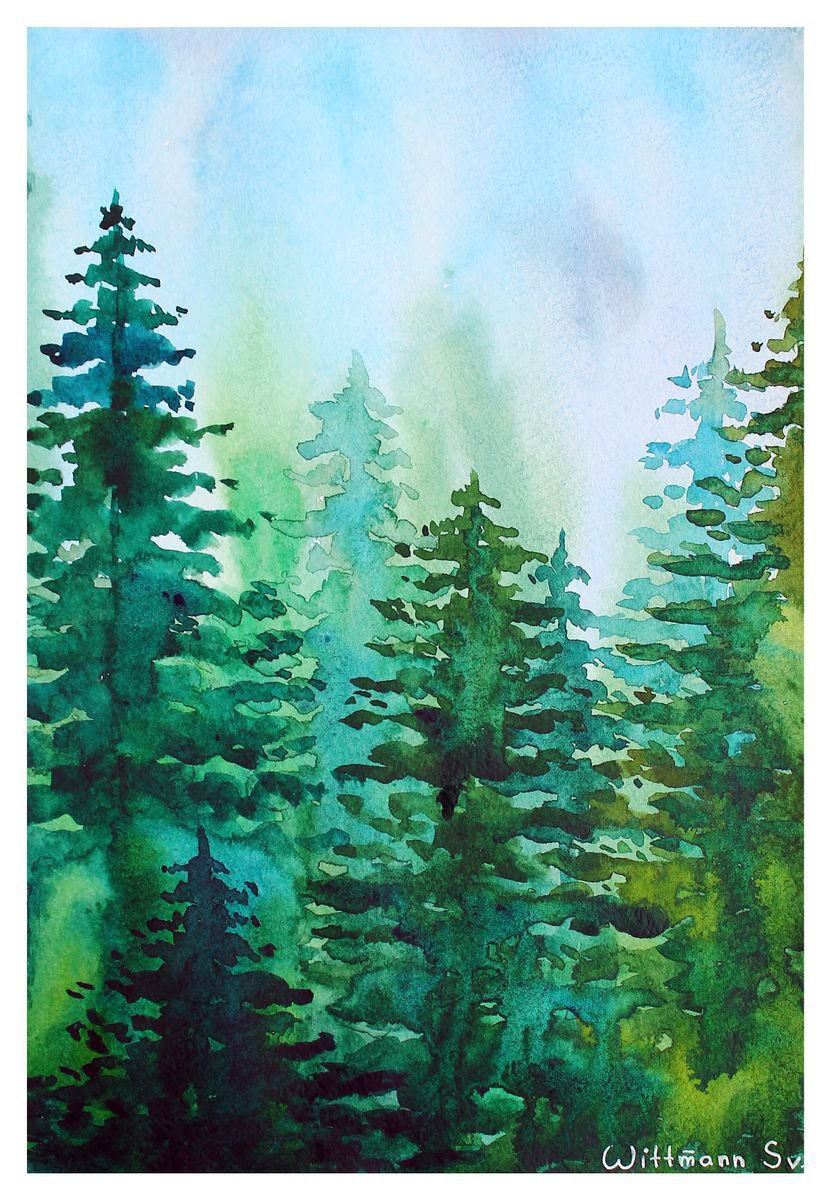 green watercolor drawing