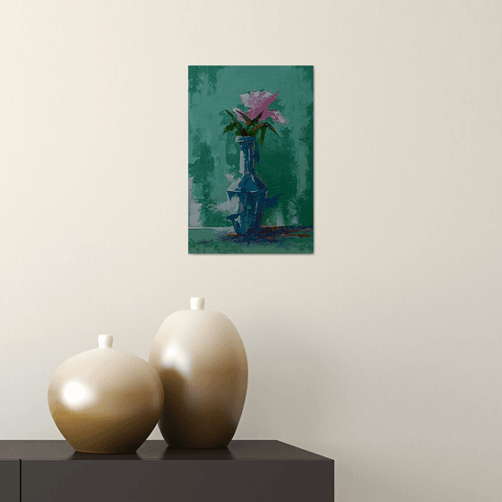 Modern still life painting with flower in vase