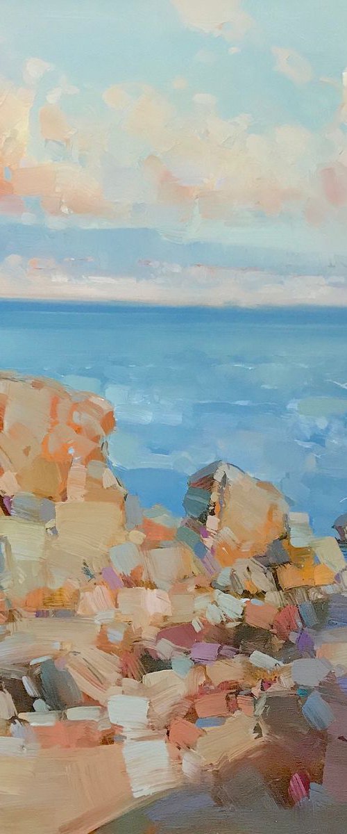 Malibu Cliffs, Original oil painting, Handmade artwork, One of a kind by Vahe Yeremyan