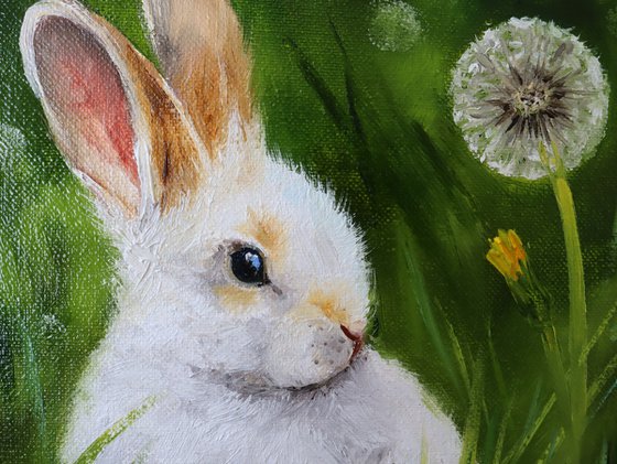 White Rabbit with Dandelion