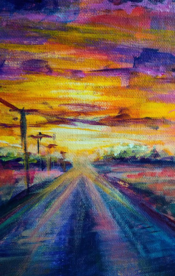 Road of Hope Sunset Landscape Colorful Sky