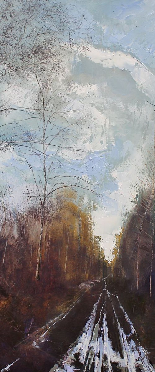 Standing on the edge of Gallows Wood (Large Painting) by Simon Jones