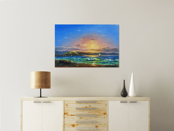 Lake Sevan (60x90cm, oil painting)