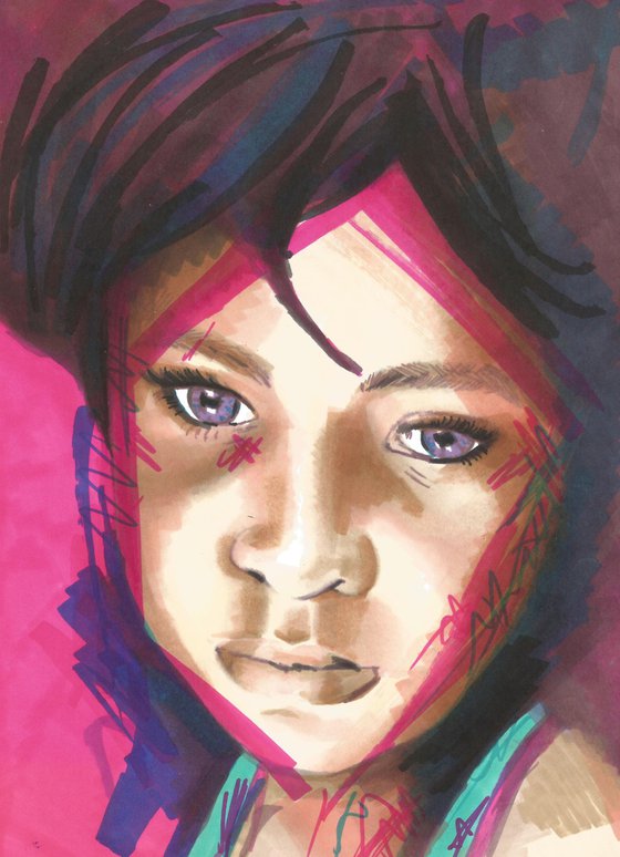 Pink Portrait, Study for a Girl