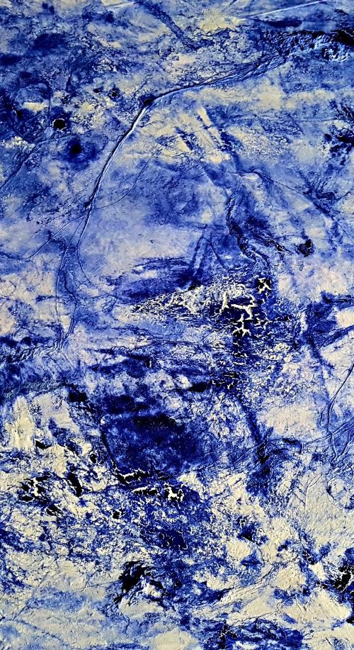 Doubts about the answer - Ultramarine - (n.243) - 80 x 60 x 2,50 cm - ready to hang - acrylic painting on stretched canvas by Alessio Mazzarulli