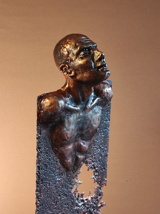 "The Dissenter" Unique mixedmedia sculpture 103x28x18cm.