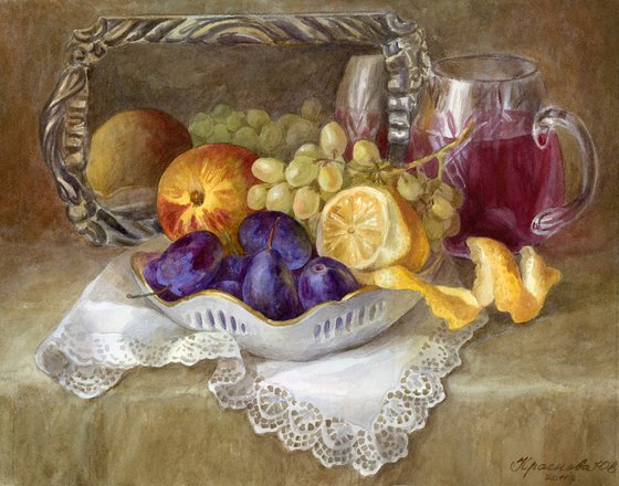 Fruit on a White Napkin