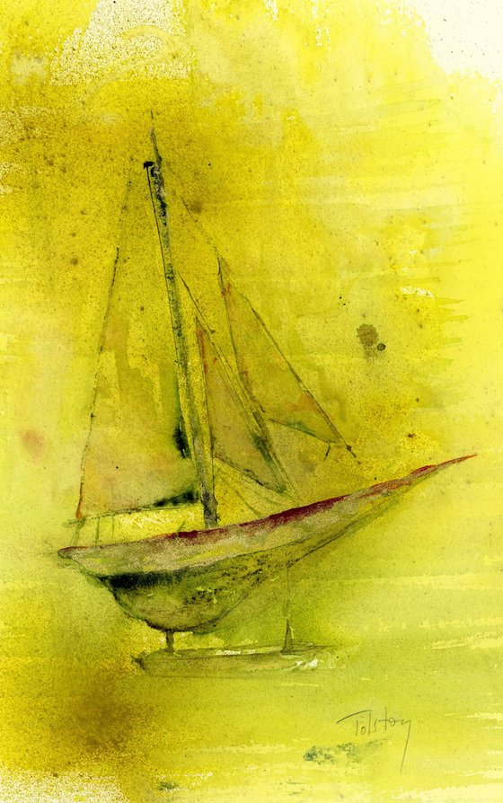 Model Sailboat in Golds