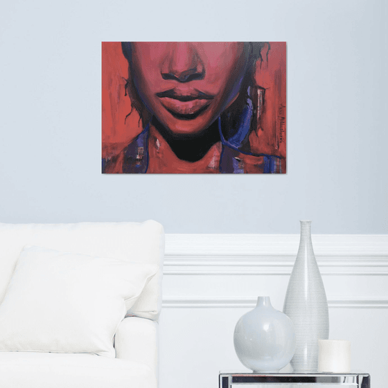 FLOW - Black woman oil portrait painting