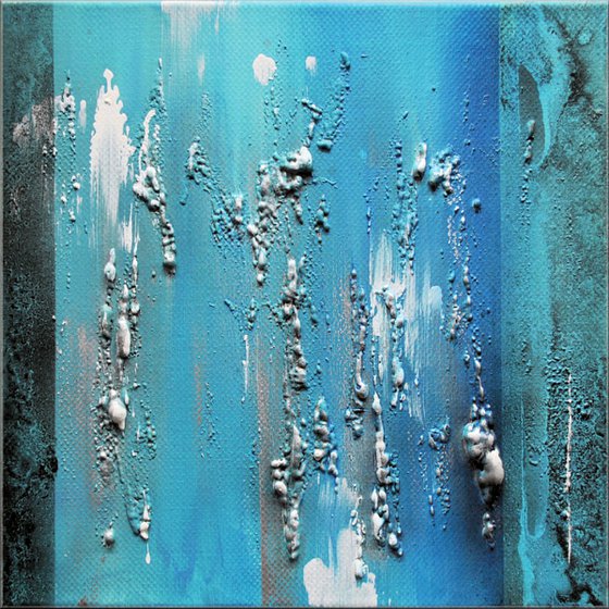 Gateway  - abstract acrylic painting canvas wall art blue white silver modern art