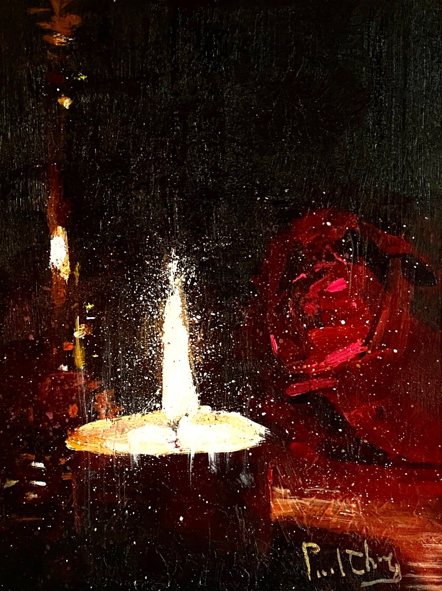  Candlelight And Rose By Paul Cheng, 9 X 12, Artwork For Sale On Artfinder
