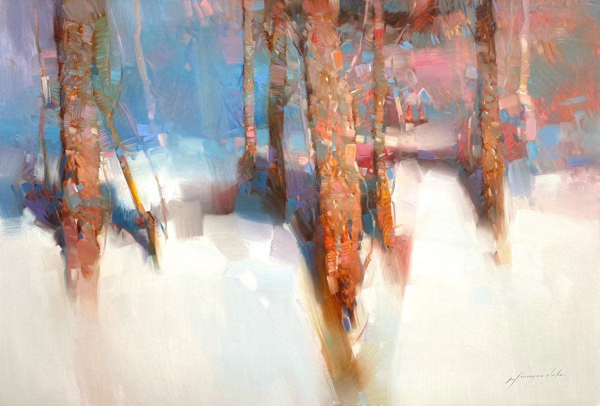 Winter Trees, Original oil painting, Handmade artwork, One of a kind by Vahe Yeremyan