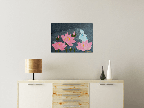 Magic Dreams - surreal lotus flower painting