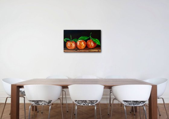 Oranges.  Still life. Oil  painting on linen canvas.