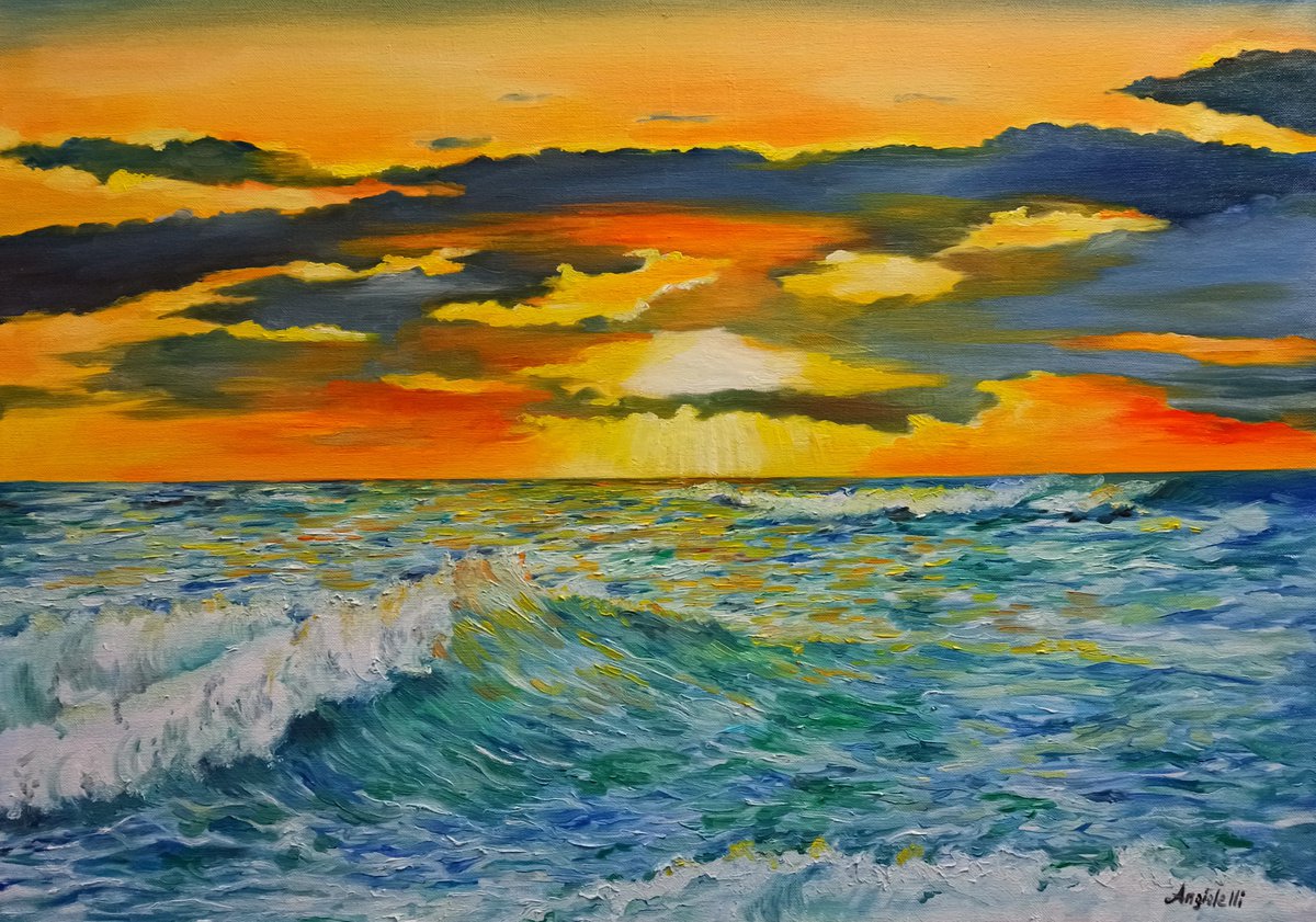 Sunset on the sea by Anna Rita Angiolelli