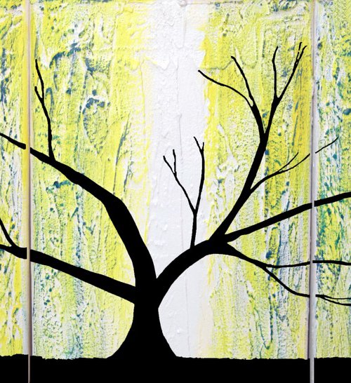 Grey Tree of Life artwork in acrylic by Stuart Wright