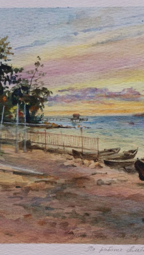 Free copy of Albert Benois work "Evening at the seaside" by Irina Bibik-Chkolian