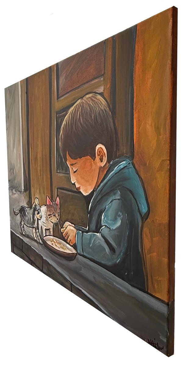 Impressionistic Portrait Acrylic Painting By Aisha Haider, 24 X 20, A Shared Moment, Original Artwork