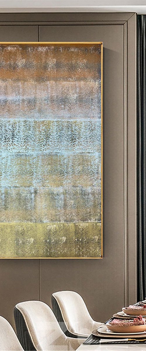 150x80cm Large Gold Silver Copper Abstract. Precious luxury. by Marina Skromova