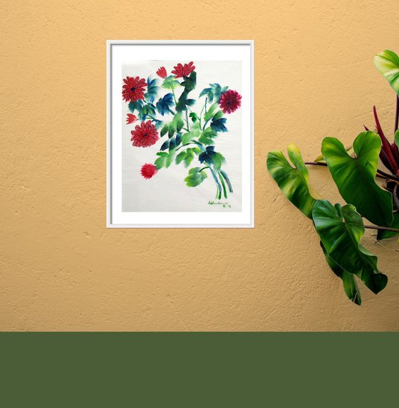 Red Chrysanthemums Chinese art