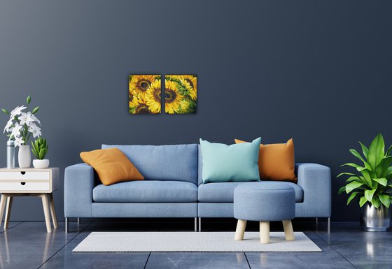 BRIGHT SUNFLOWERS. MULTI-PANELLED