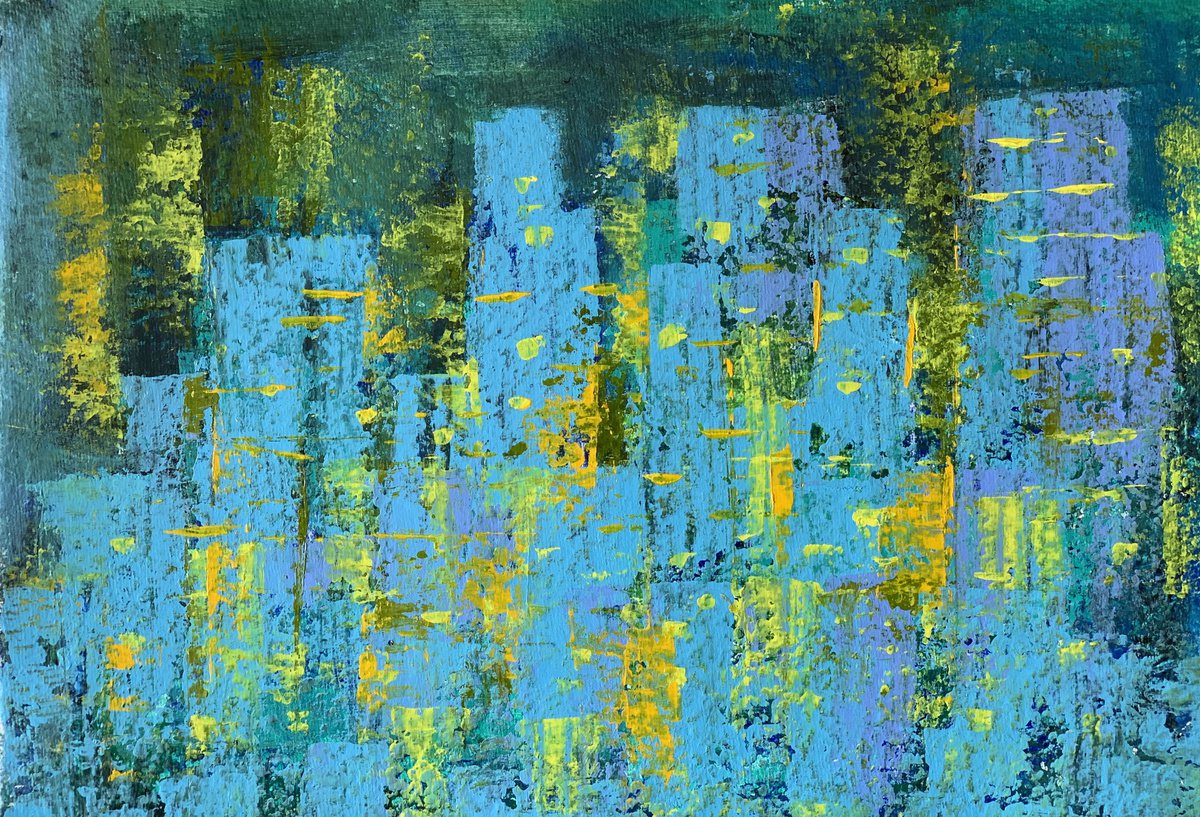 Abstract Cityscapes Acrylic Painting By Amita Dand, 17 X 12, Urban Jungle!, Original Artwork