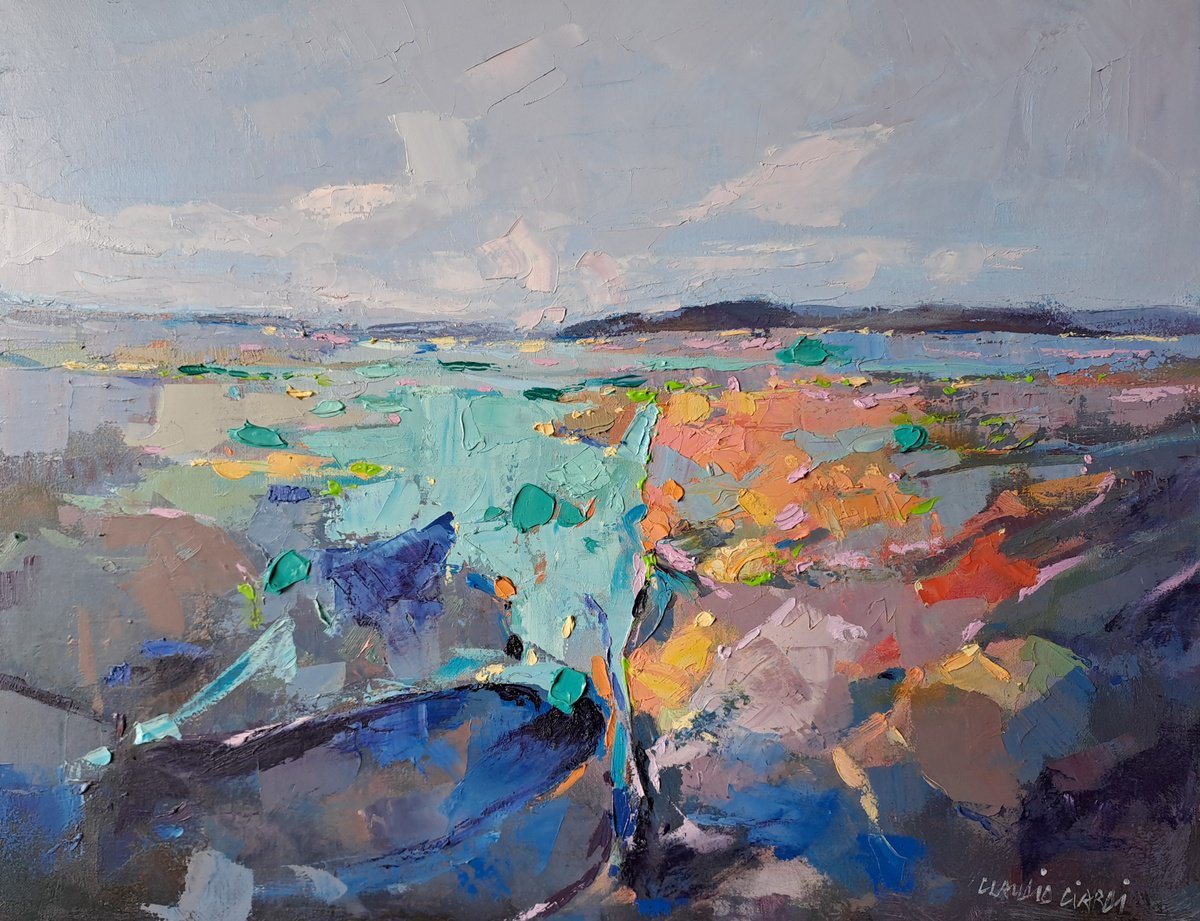 Abstract Landscape Oil Painting By Claudio Ciardi, 20 X 16, Abstract Landscape, Original Artwork