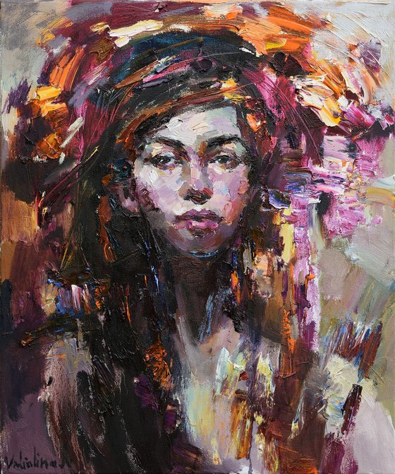 Abstract woman portrait painting #12