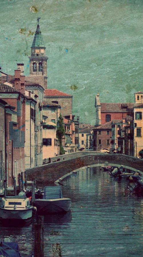 Venice sister town Chioggia in Italy - 60x80x4cm print on canvas 00704m1 READY to HANG by Kuebler