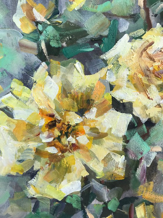 Yellow roses.