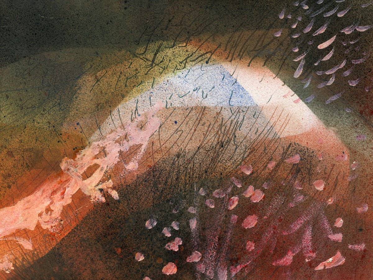 Abstract Landscape Watercolour By Elizabeth Anne Fox, 16 X 12, Snow Drift, Original Artwork