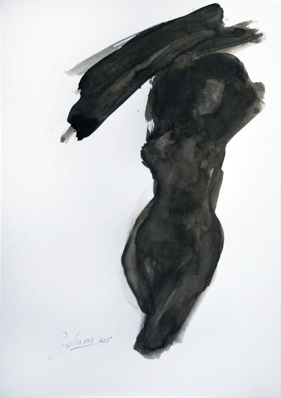 NUDE MODEL 3. SKETCH INK / ORIGINAL PAINTING