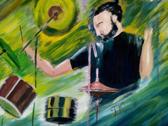 jazz music original gouache painting musician impressionistic art " Freedom and jazz"