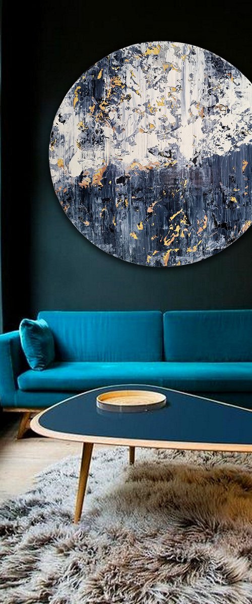 120x120cm. Circular abstract painting / Abstract 22110 by Alex Senchenko