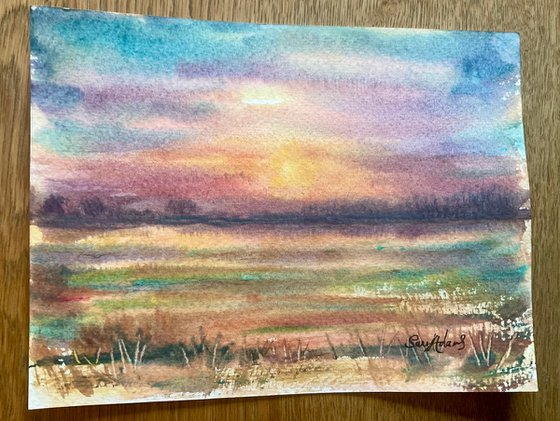 Wareham water meadows sunset, Dorset