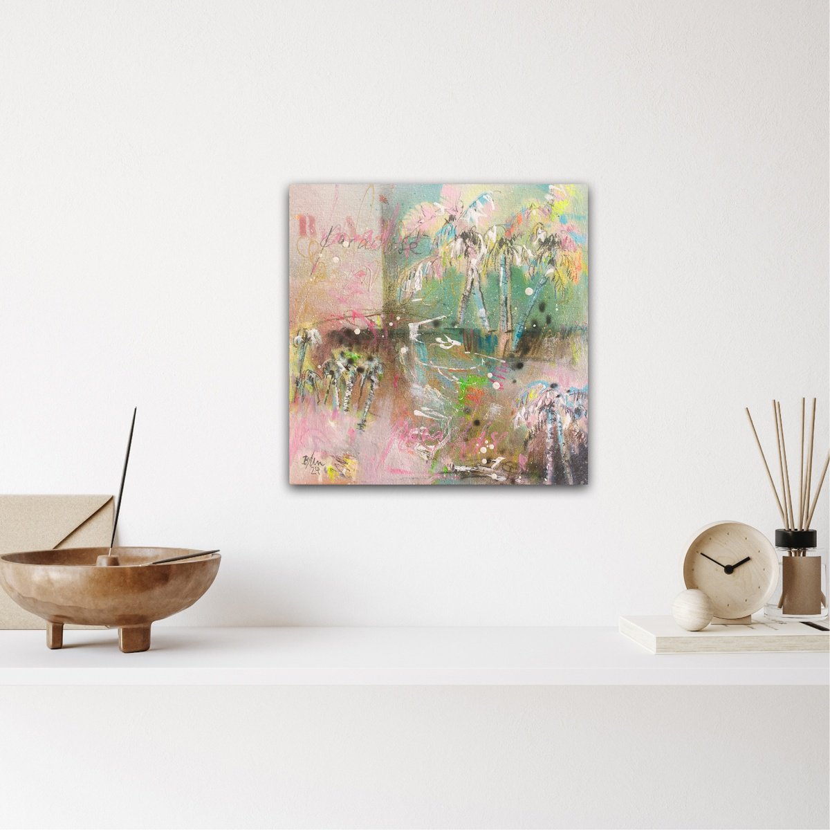Abstract Acrylic Painting By Bea Schubert, 12 X 12, Longing For Paradise No.2, Original Artwork