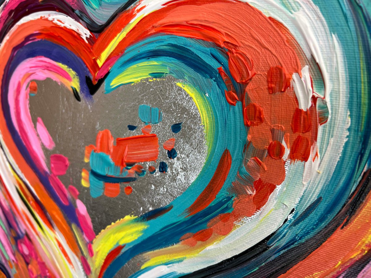 Abstract Acrylic Painting By Sandra Zekk, 20 X 16", Pure Heart, Original Artwork