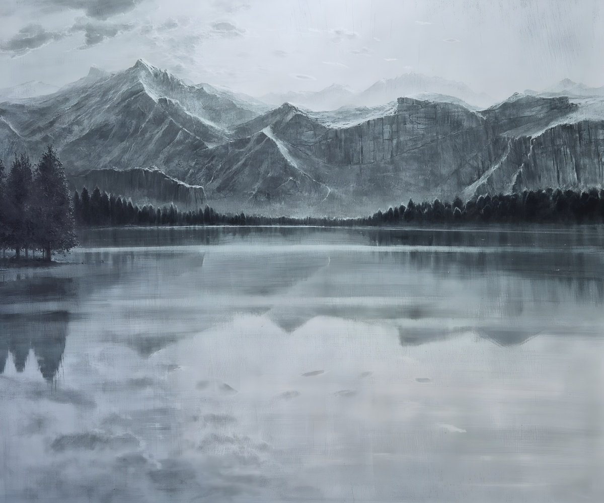 Expressive Landscape Oil Painting By Rafael Carrascal, 47 X 39", Paisaje Imposible 39., Original Artwork