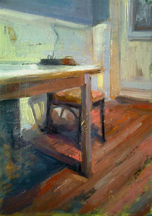 In the kitchen (28x40cm, oil painting) by Kamsar Ohanyan