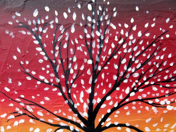 landscape tree  colour abstract " The Tree of Love and Life " painting art canvas - 16 x 20 inches