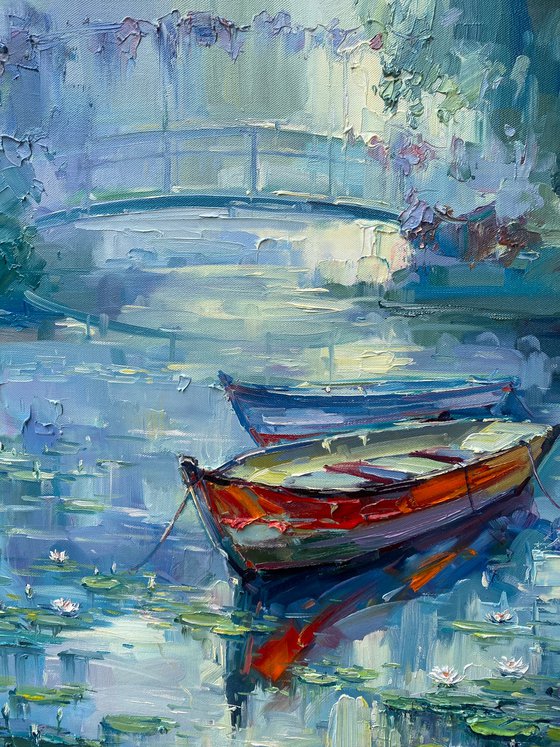 "Water-Lilies"original oil painting by Artem Grunyka