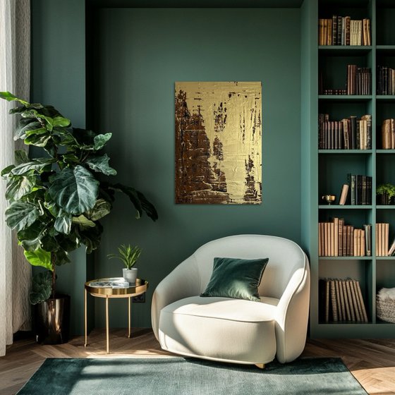 Greengold on brown 70x50
