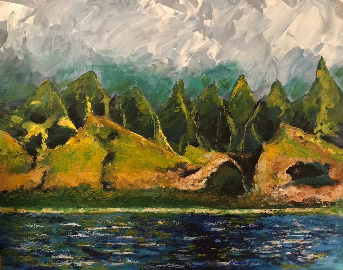 Impressionistic Landscape Acrylic Painting By Carolyn Shoemaker (Soma), 14 X 11, Rugged Way, Original Artwork