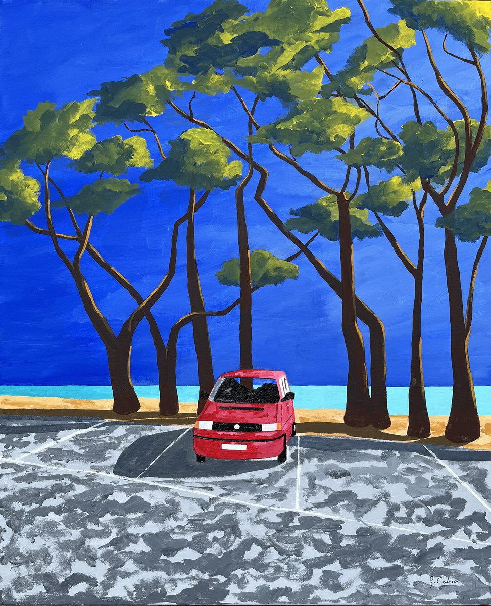 Impressionistic Landscape Acrylic Painting By Cadiou Frederic, 20 X 24, Cap Coz Vanlife, Original Artwork