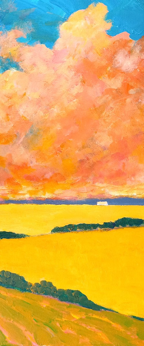 SUMMER STORM, YELLOW FIELDS by David J Edwards