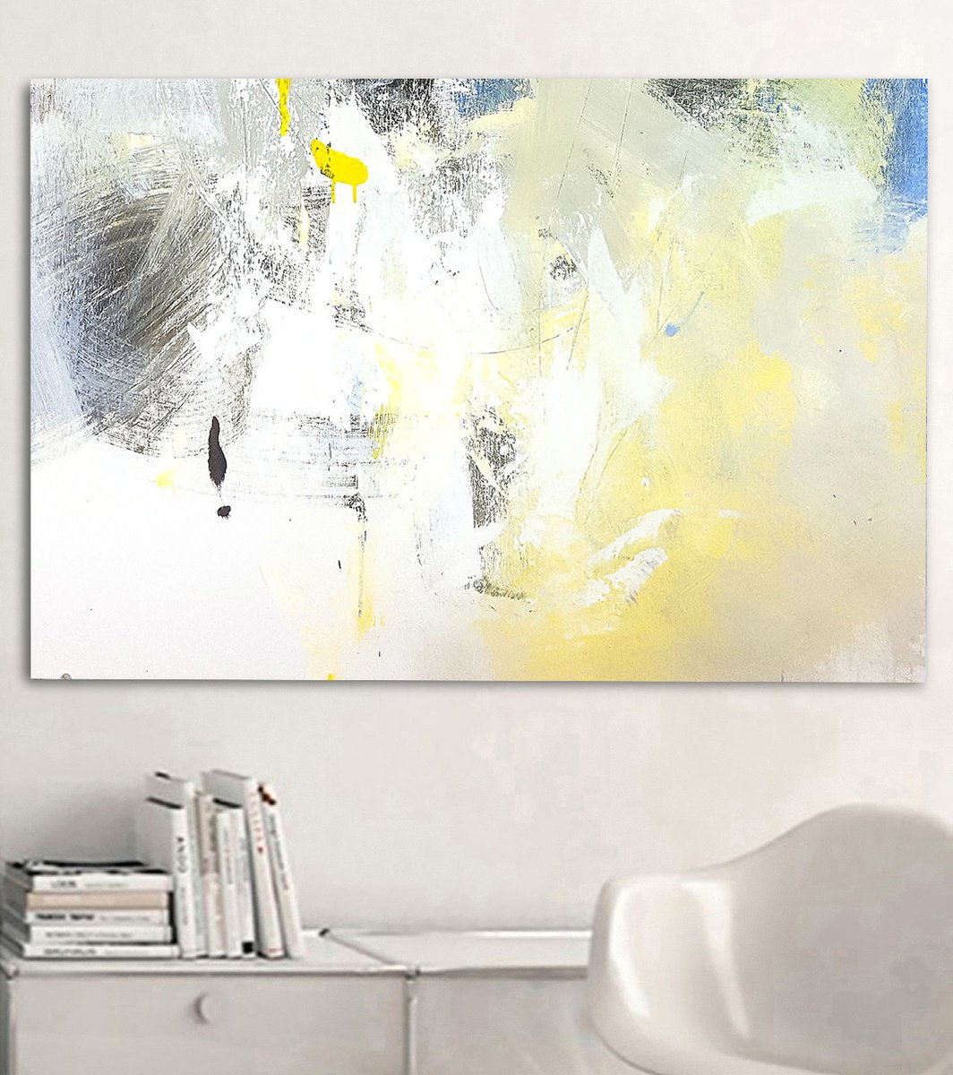 Abstract Oil Painting By Hugh Abernethy, 36 X 24, Goemo, Original Artwork